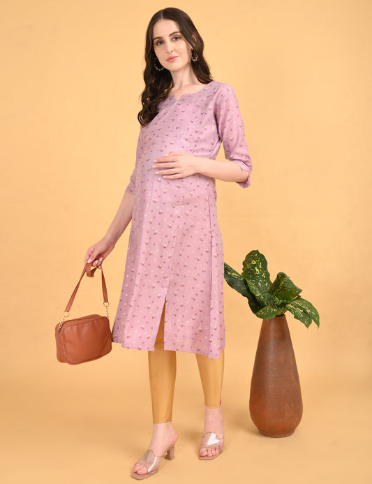 Pink-Colored Maternity Kurta
