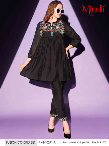 Black-Colored Fusion Co-Ord Set