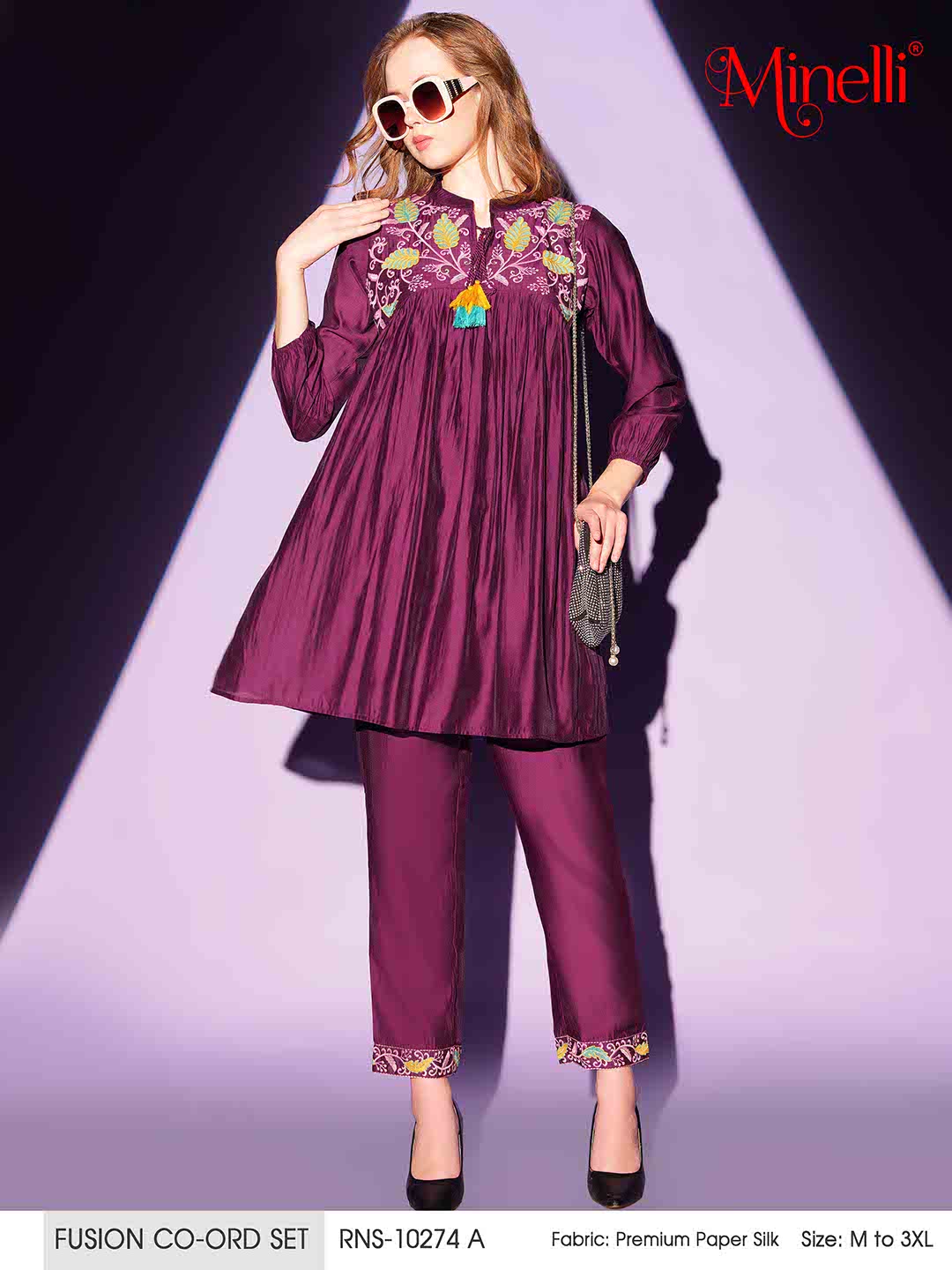 Wine-Colored Fusion Co-Ord Set