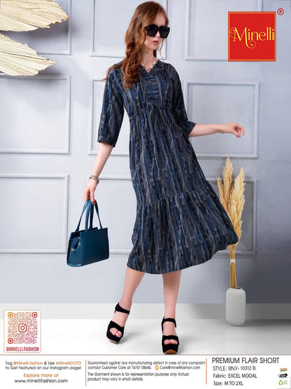 Blue-Colored Short Flare Gown