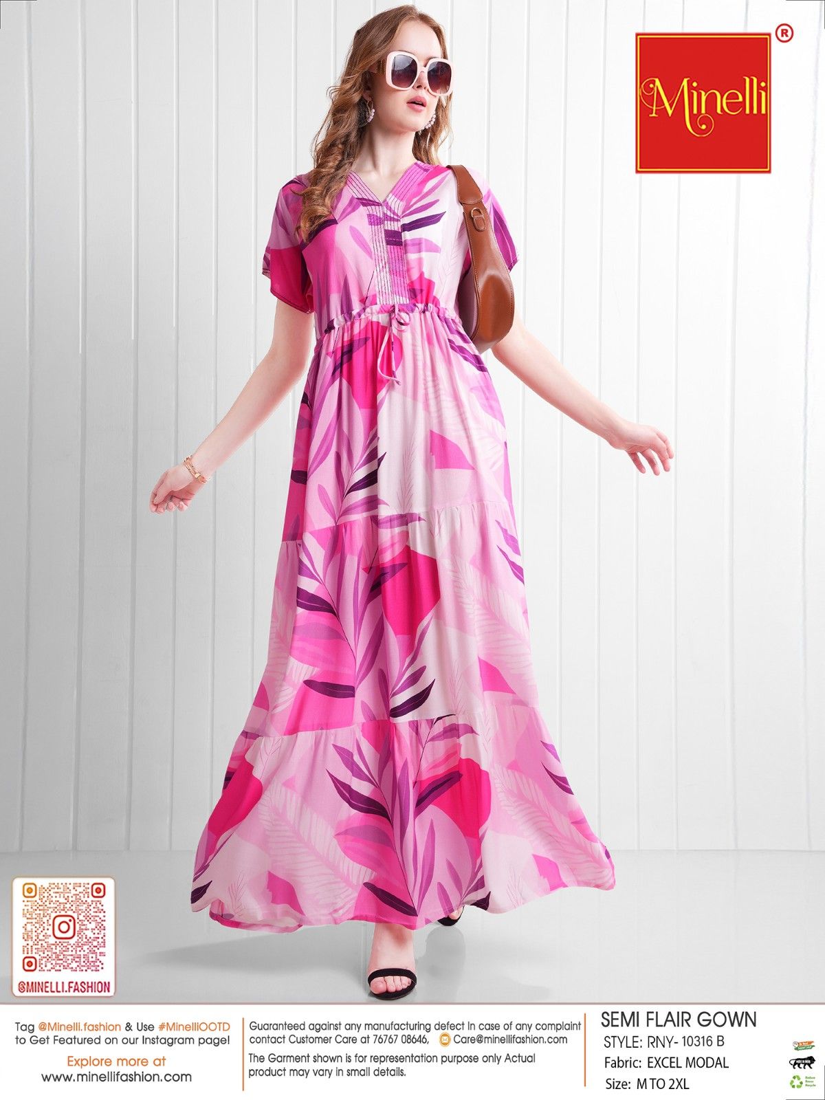 Fuchsia-Colored Semi Flare Gown