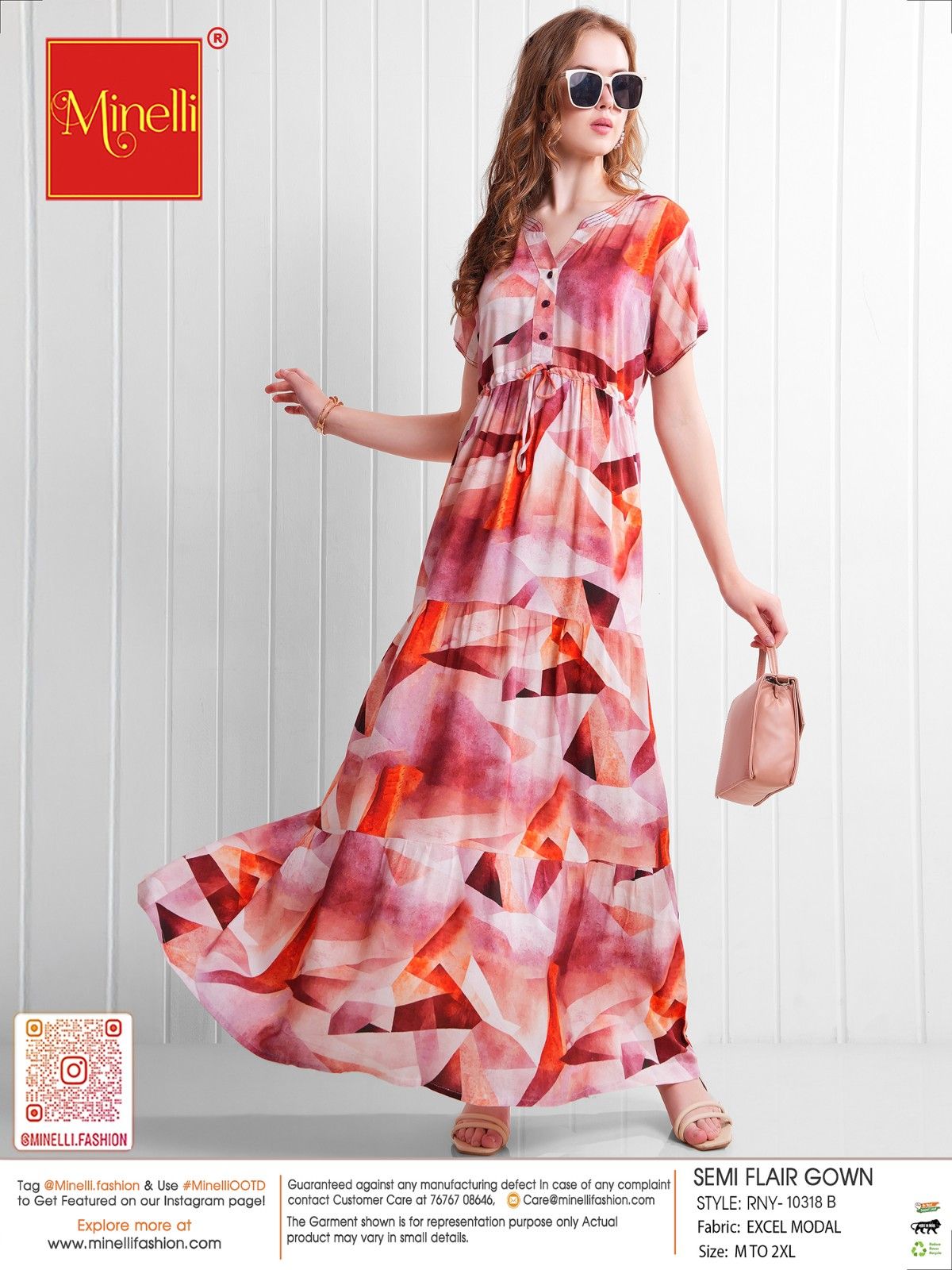 Multi-Colored Semi Flare Gown