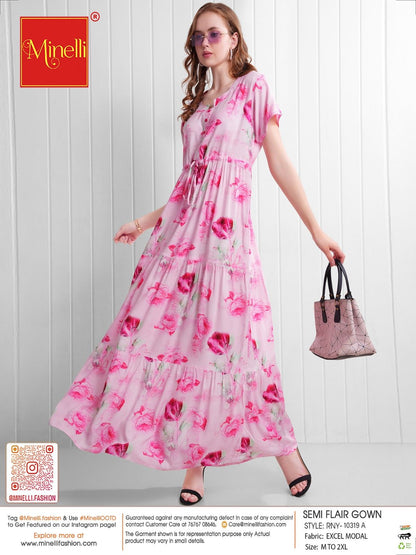 Pink-Colored Semi Flare Gown