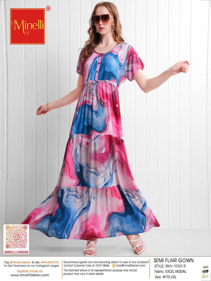 Multi-Colored Semi Flare Gown