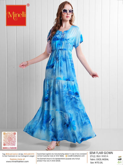 Blue-Colored Semi Flare Gown