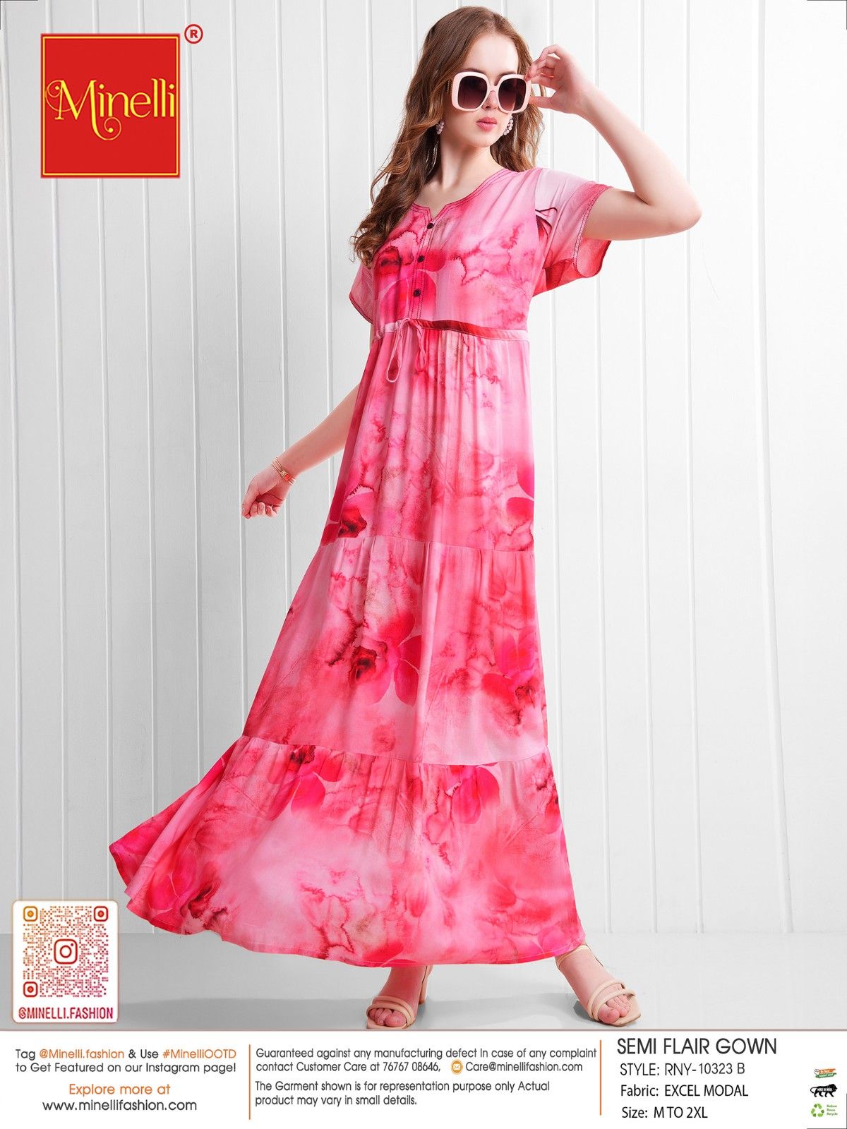 D.Pink-Colored Semi Flare Gown