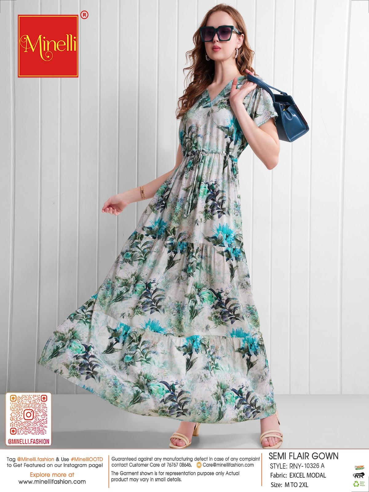 Green-Colored Semi Flare Gown