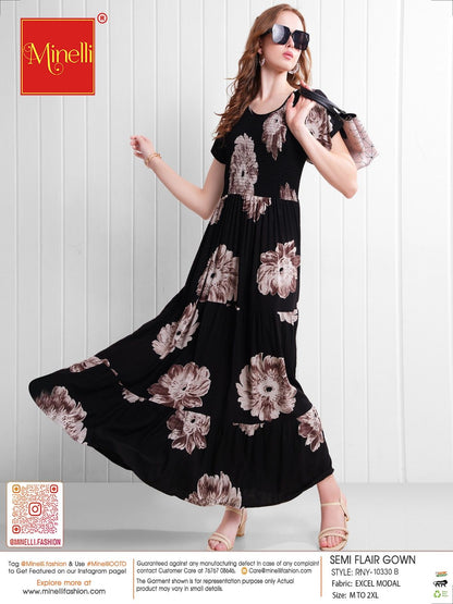 Black-Colored Semi Flare Gown