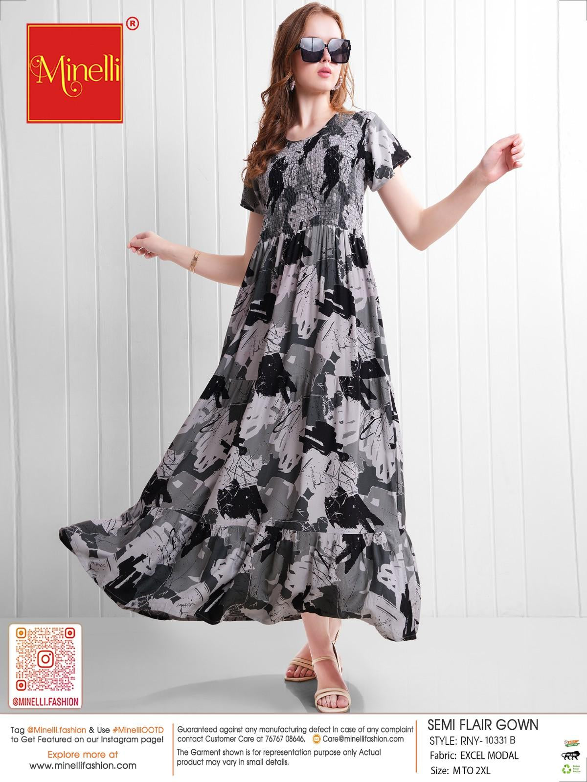 Black-Colored Semi Flare Gown