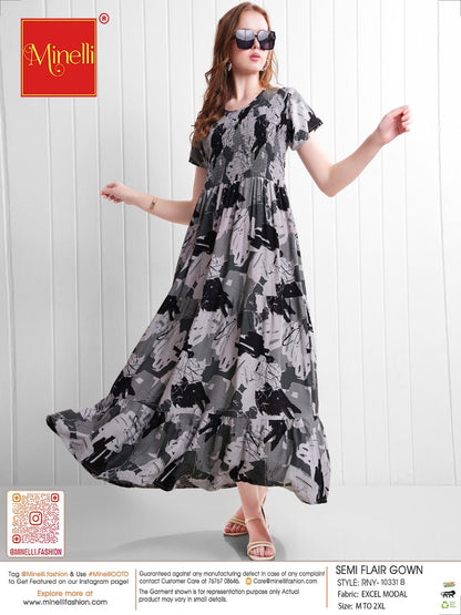 Black-Colored Semi Flare Gown