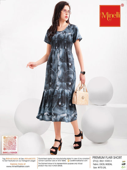 Charcoal Grey-Colored Short Flare Gown