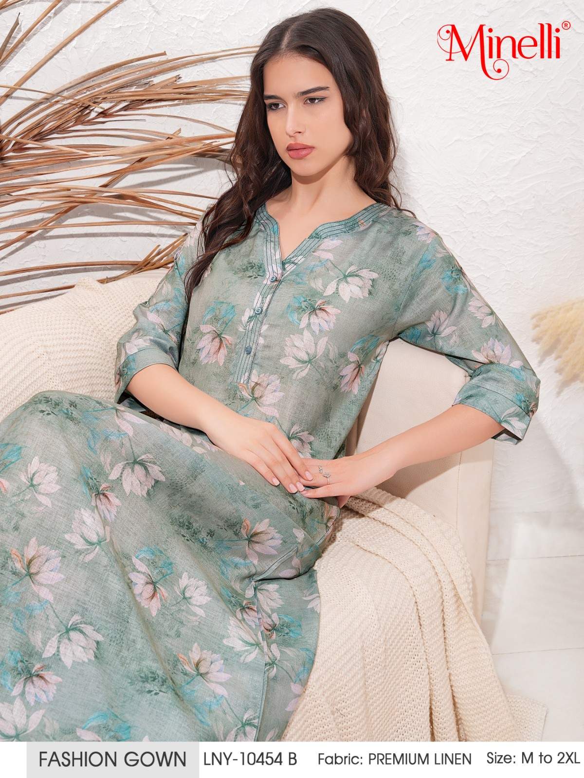 Summer Green-Colored Fashion Nightdress
