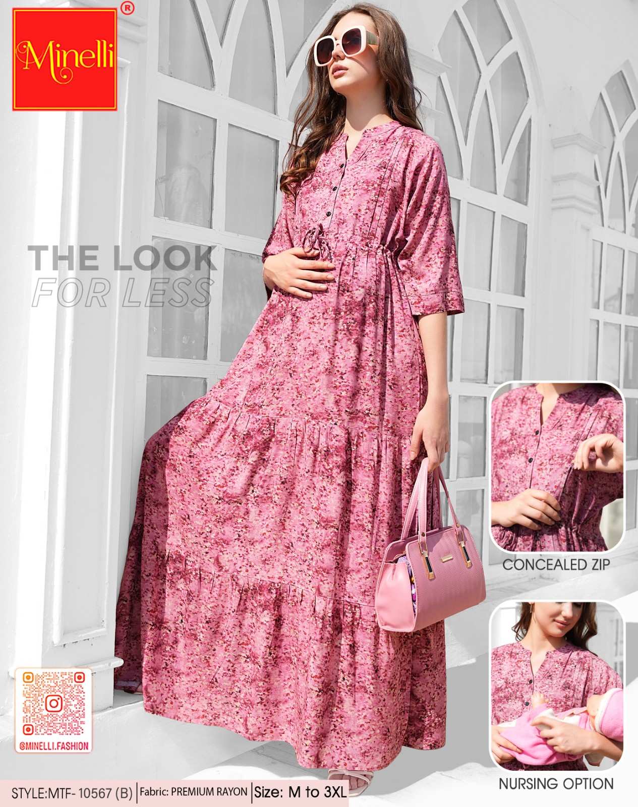 Onion-Colored Maternity Long Gown