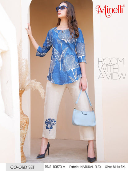 Tufts Blue-Colored Printed Co-Ord Set