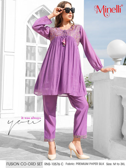 Dark Lilac-Colored Fusion Co-Ord Set