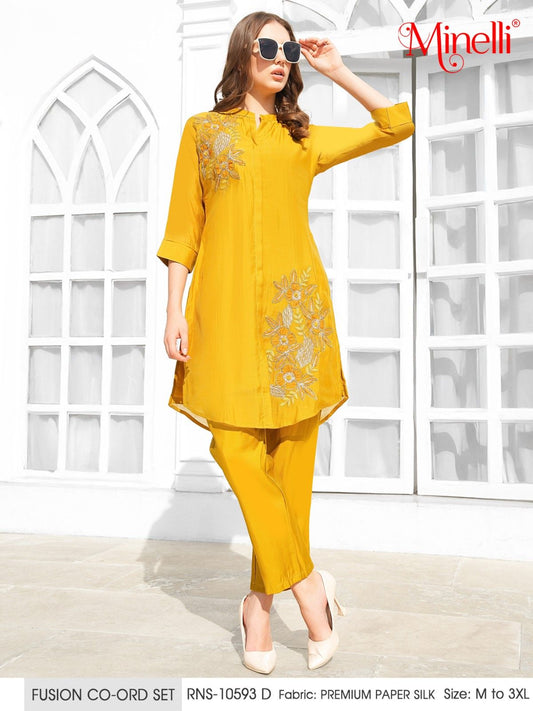 Yellow-Colored Fusion Co-Ord Set