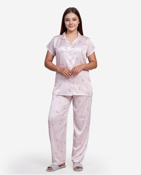Pink Flare-Colored Front Open Nightsuit