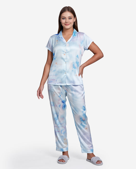 Pale Aqua-Colored Front Open Nightsuit