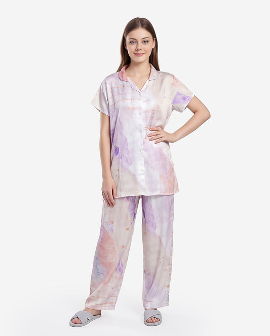 Soft Peach-Colored Front Open Nightsuit