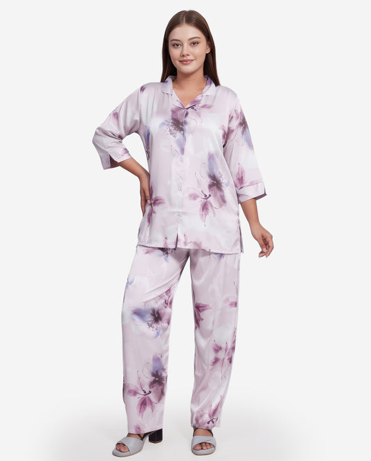 Pink Flare-Colored Front Open Nightsuit