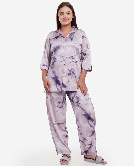 Dusty Grey-Colored Front Open Nightsuit