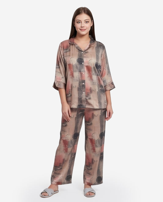 Quicksand-Colored Front Open Nightsuit