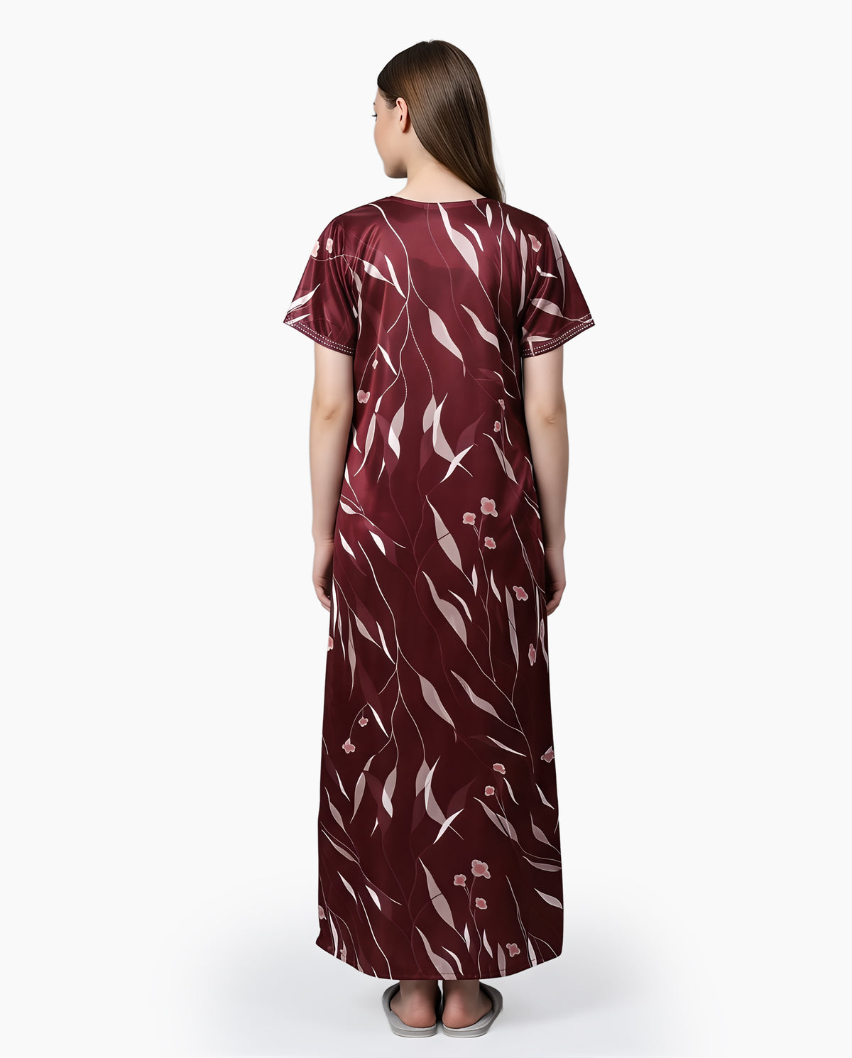 Womens Satin A-Line Nightdress - Dark Sienna