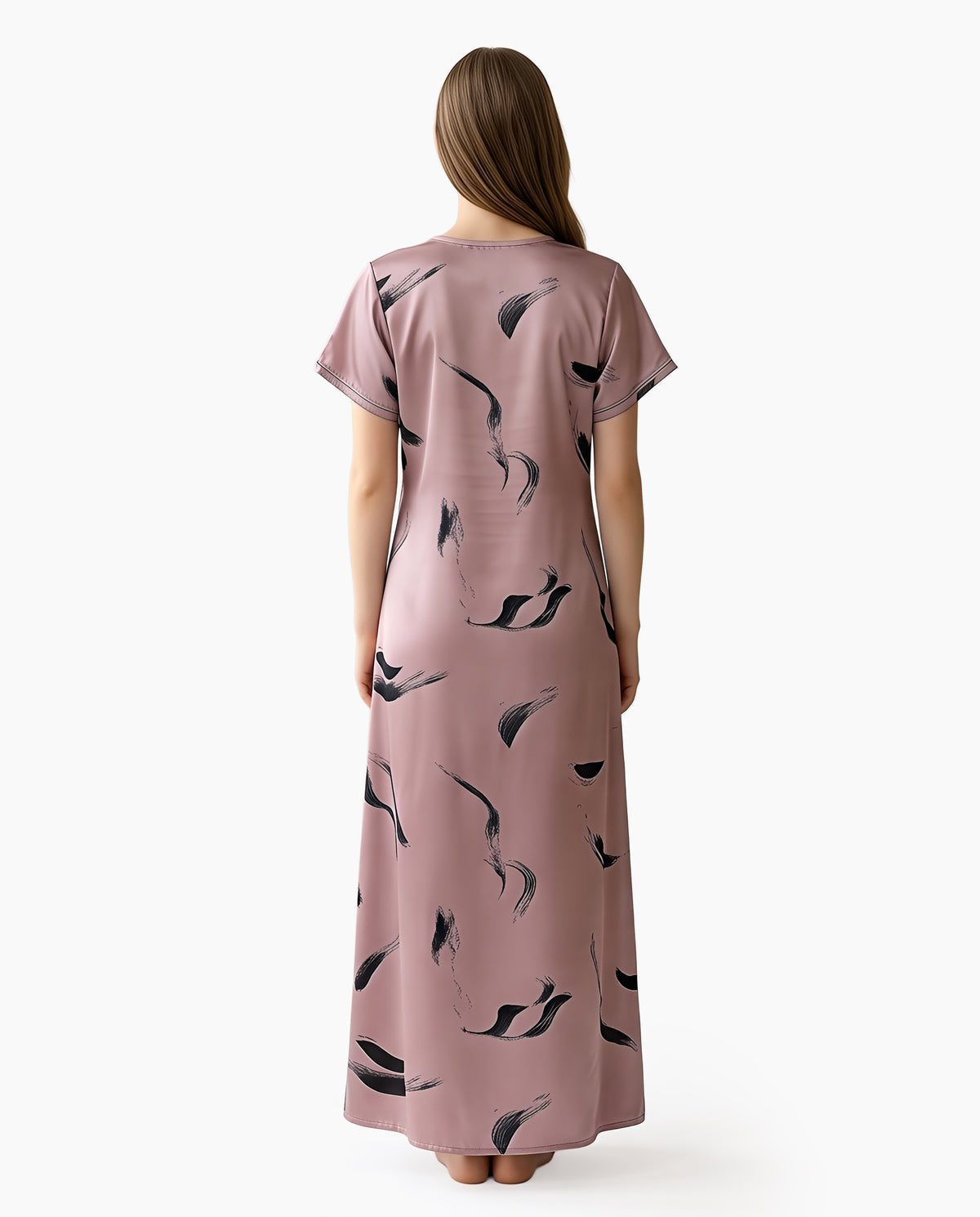 Womens Satin A-Line Nightdress - Pinkish Grey