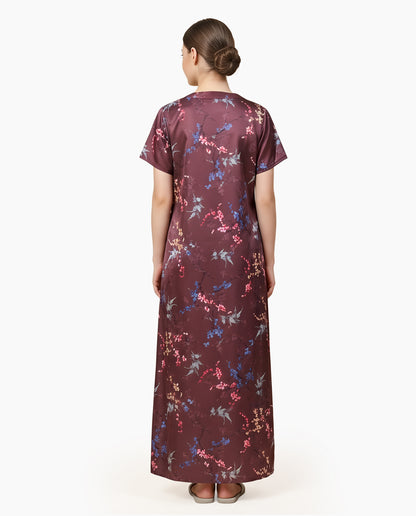 Womens Satin A-Line Nightdress - Congo Brown
