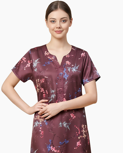 Womens Satin A-Line Nightdress - Congo Brown