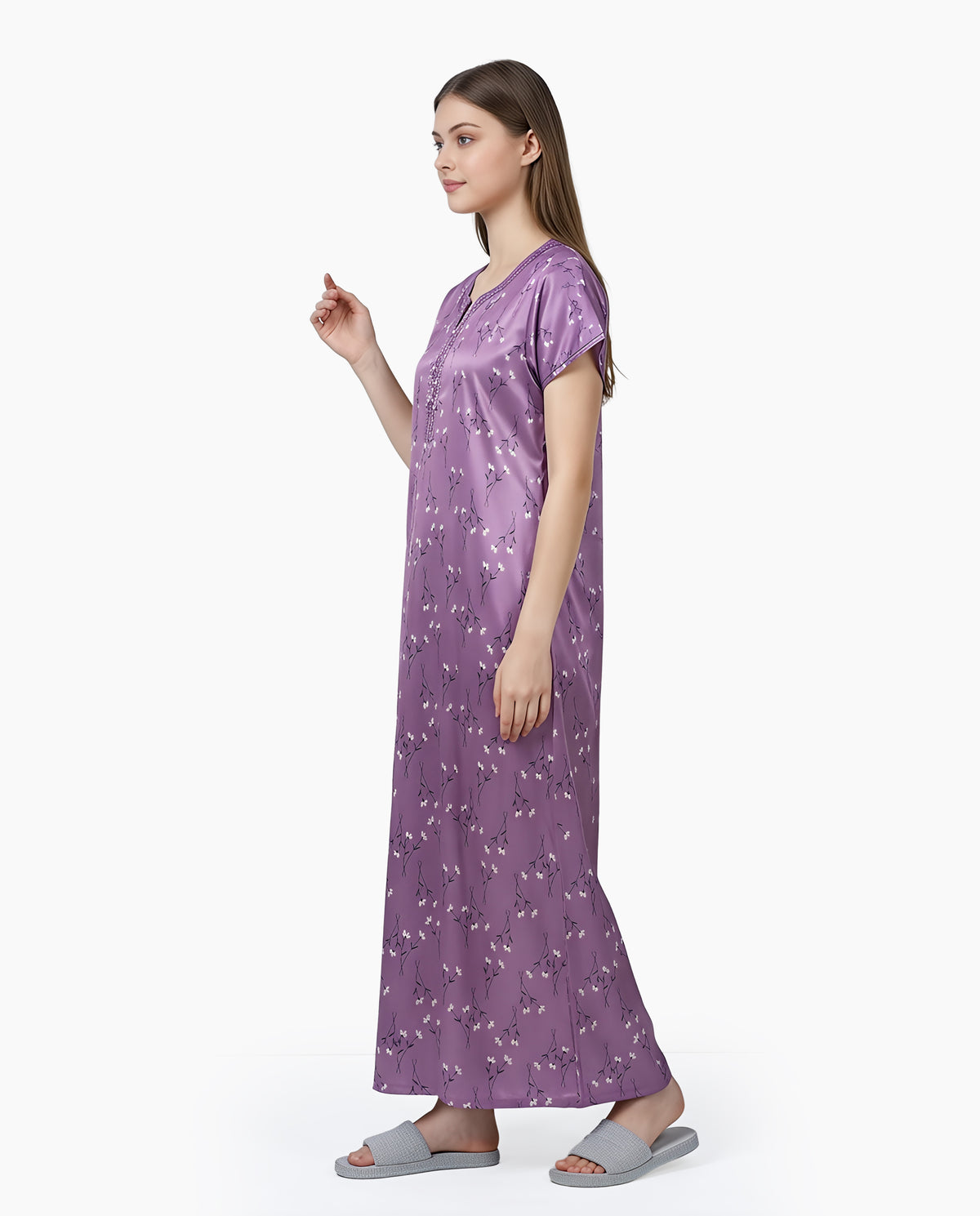 Womens Satin A-Line Nightdress - Viola Purple