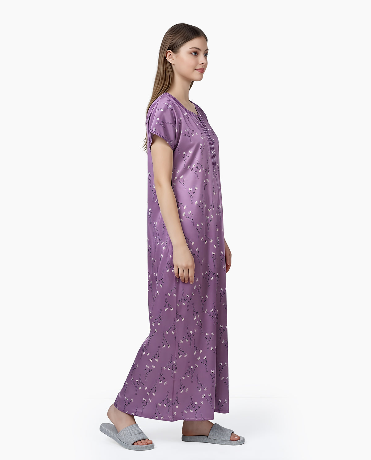 Womens Satin A-Line Nightdress - Viola Purple