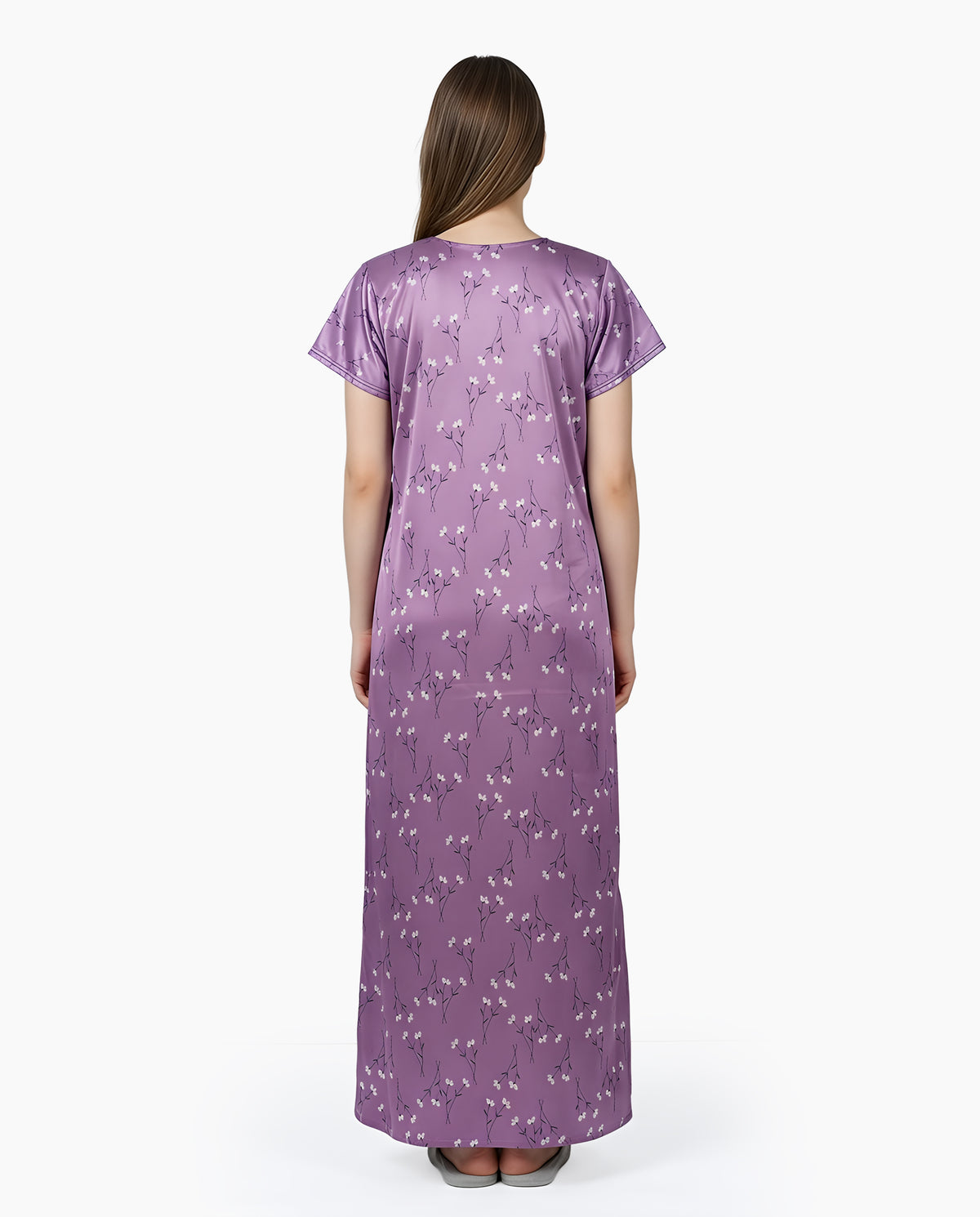 Womens Satin A-Line Nightdress - Viola Purple