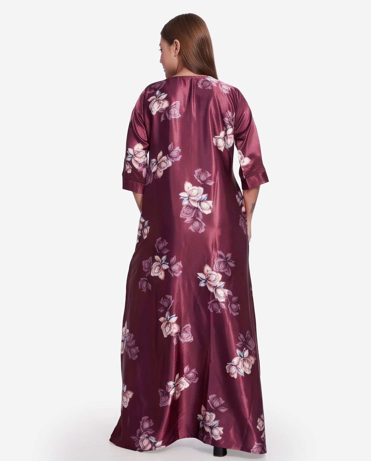 Womens Satin A-Line Nightdress - Maroon