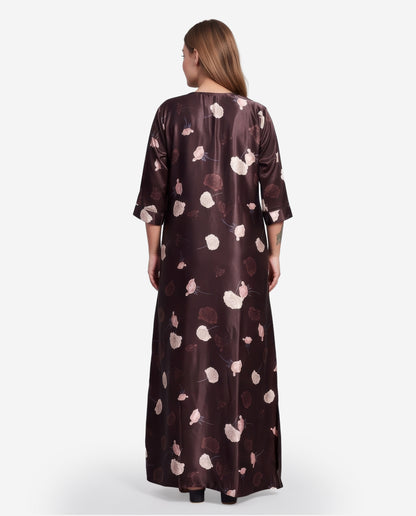 Womens Satin A-Line Nightdress - Coffee Brown