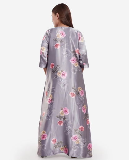 Womens Satin A-Line Nightdress - Grey