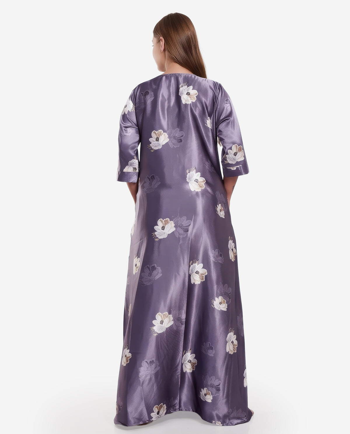 Womens Satin A-Line Nightdress - Purplish Grey