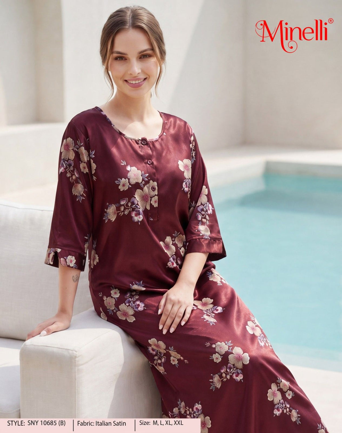 Womens Satin A-Line Nightdress - Copper Rust