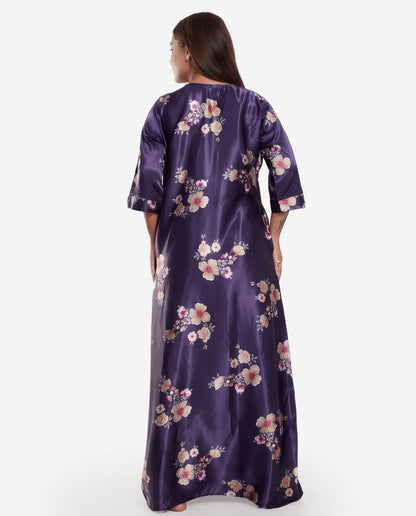Womens Satin A-Line Nightdress - Plum Purple