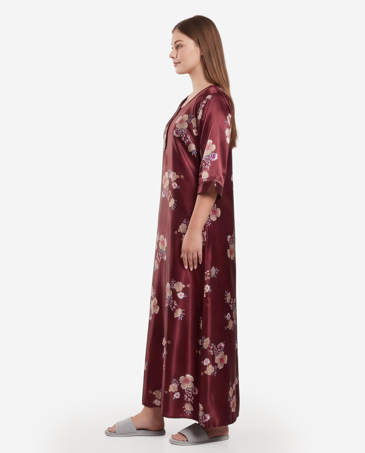Womens Satin A-Line Nightdress - Copper Rust