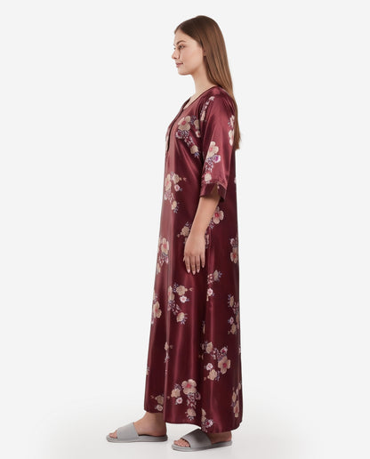 Womens Satin A-Line Nightdress - Copper Rust