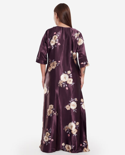 Womens Satin A-Line Nightdress - Wine
