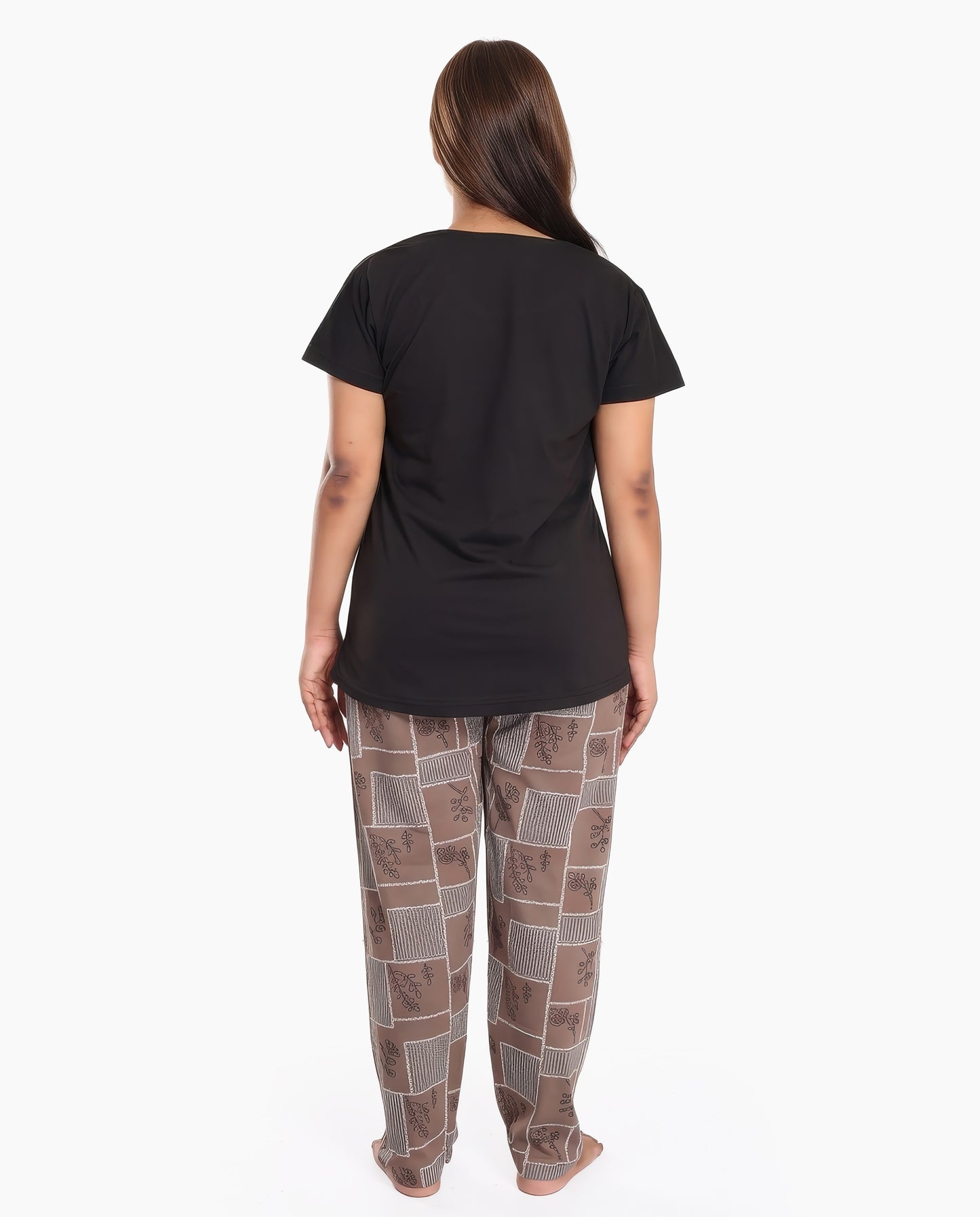 Black & Brown Colored Printed Nightsuit
