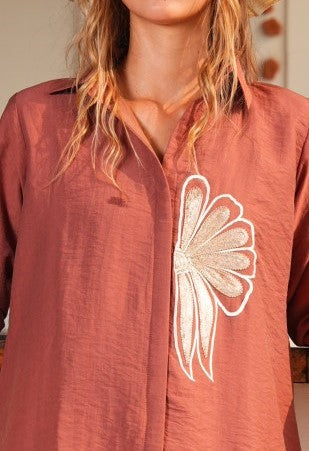 Sanguine Brown-Colored Embroidered Co-Ord Set