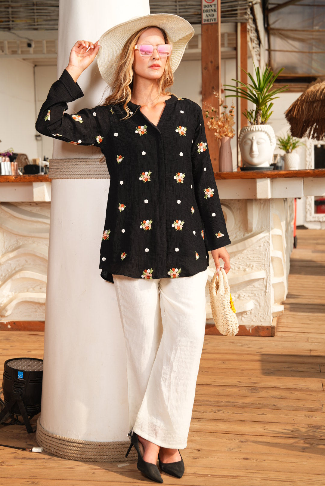 Black-Colored Embroidered Co-Ord Set