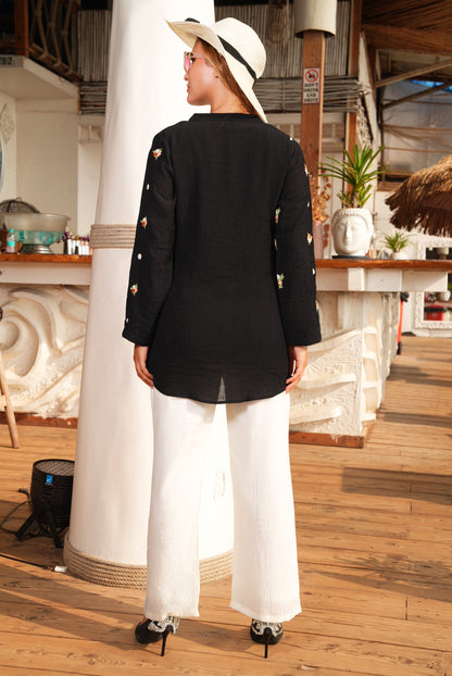 Black-Colored Embroidered Co-Ord Set