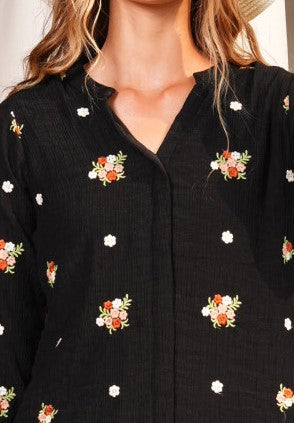 Black-Colored Embroidered Co-Ord Set