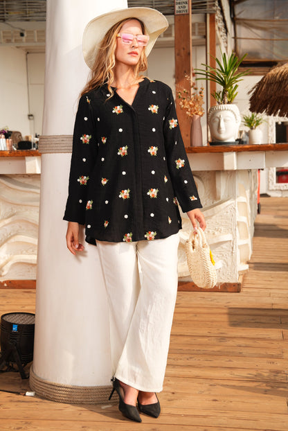 Black-Colored Embroidered Co-Ord Set