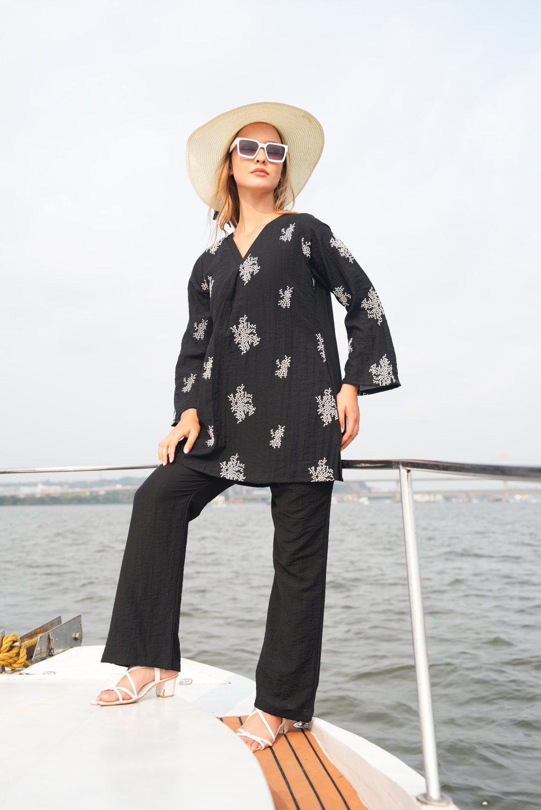 Black-Colored Embroidered Co-Ord Set