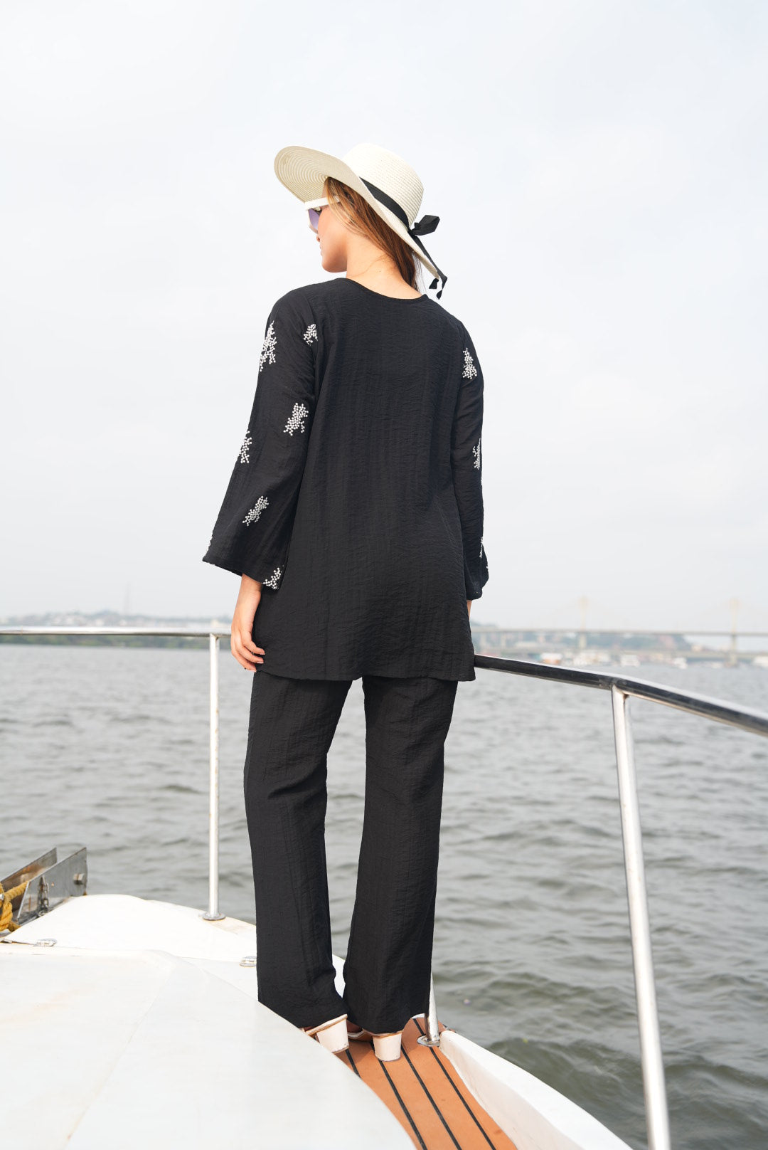 Black-Colored Embroidered Co-Ord Set